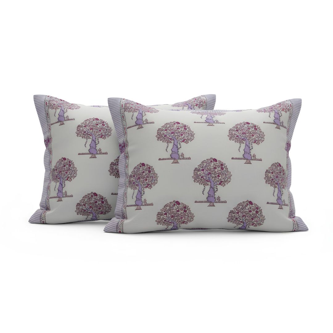 Single-Sided Block Printed Double Bedsheet in Soft Pink Floral Motif