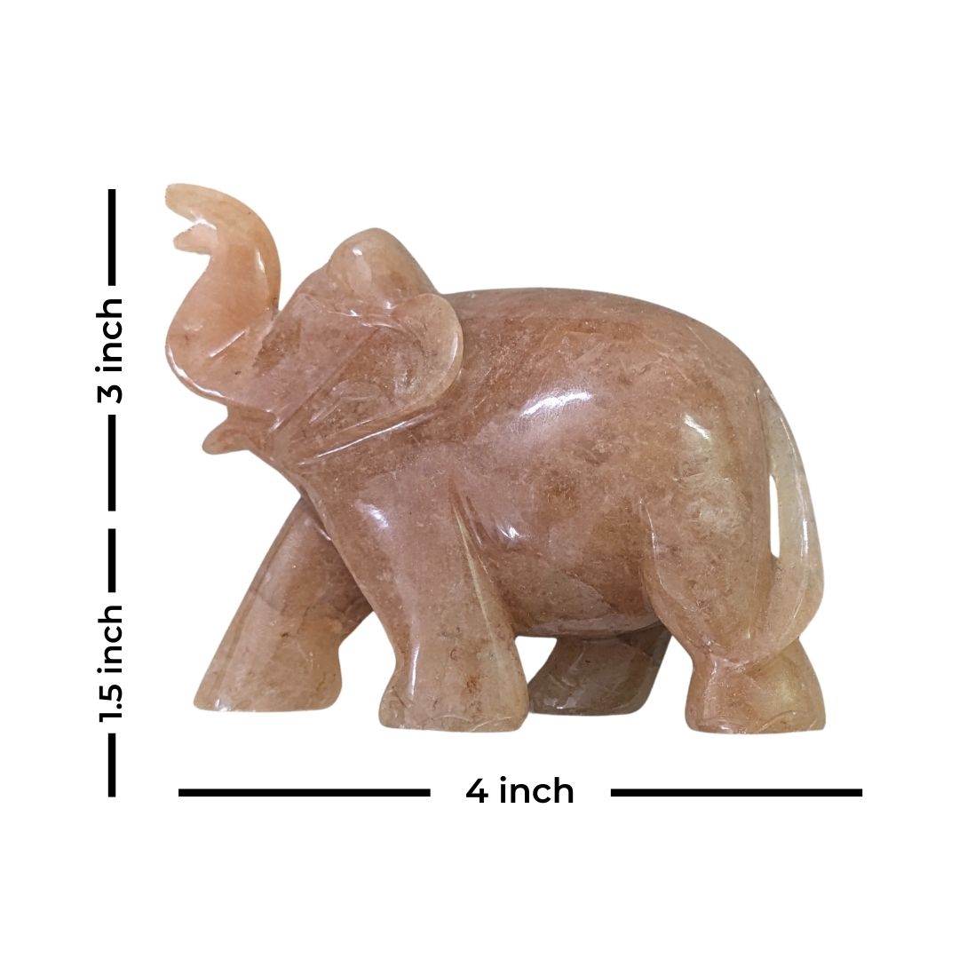 Yellow Quartz Elephant Sculpture Handcrafted