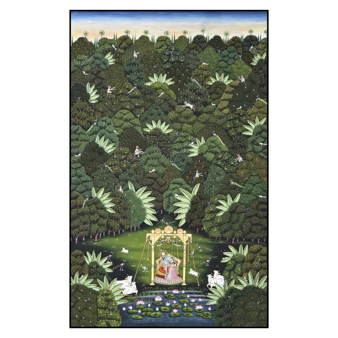 Pichwai Painting Radha Krishna in Forest