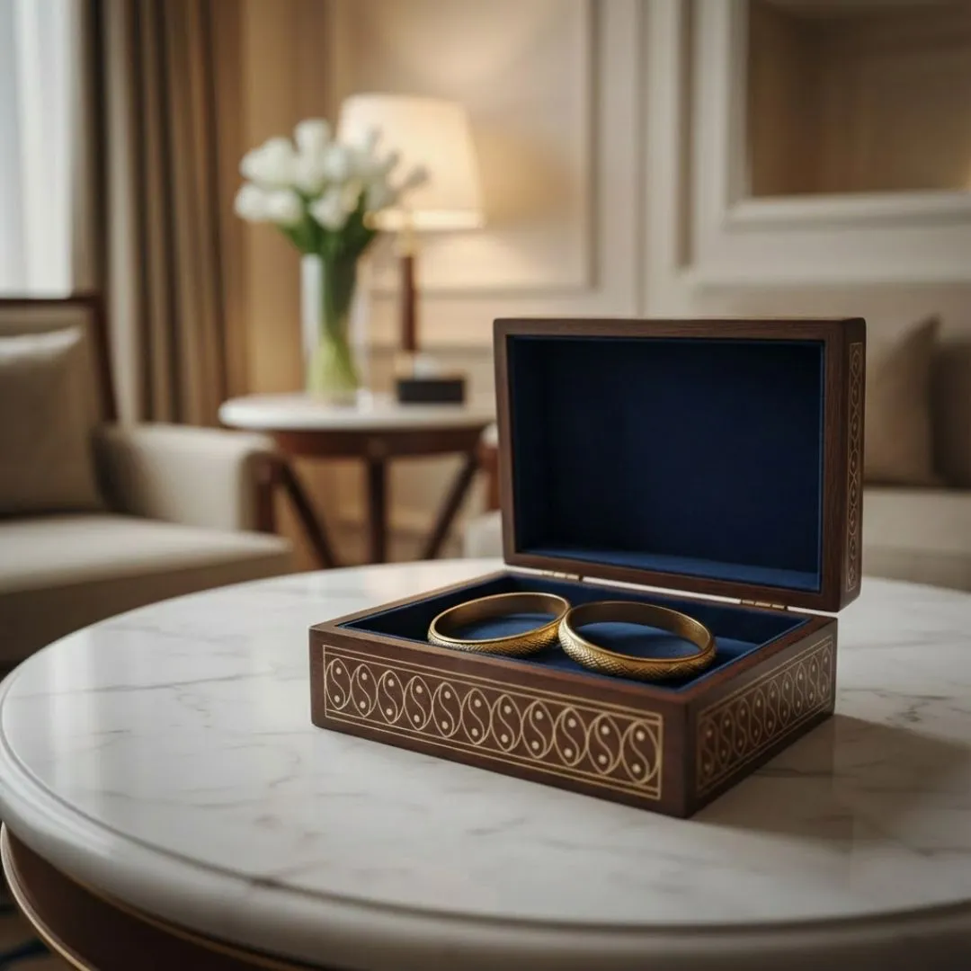 Royal Blossom Wooden Tarkashi Inlay Box for Jewellery and Keepsakes