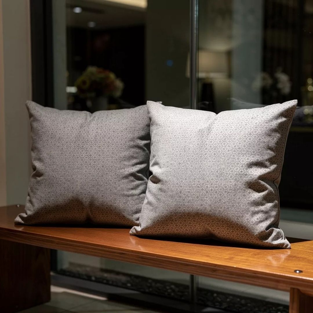 Block Printed South Cotton Cushion Cover with Subtle All-Over Pattern