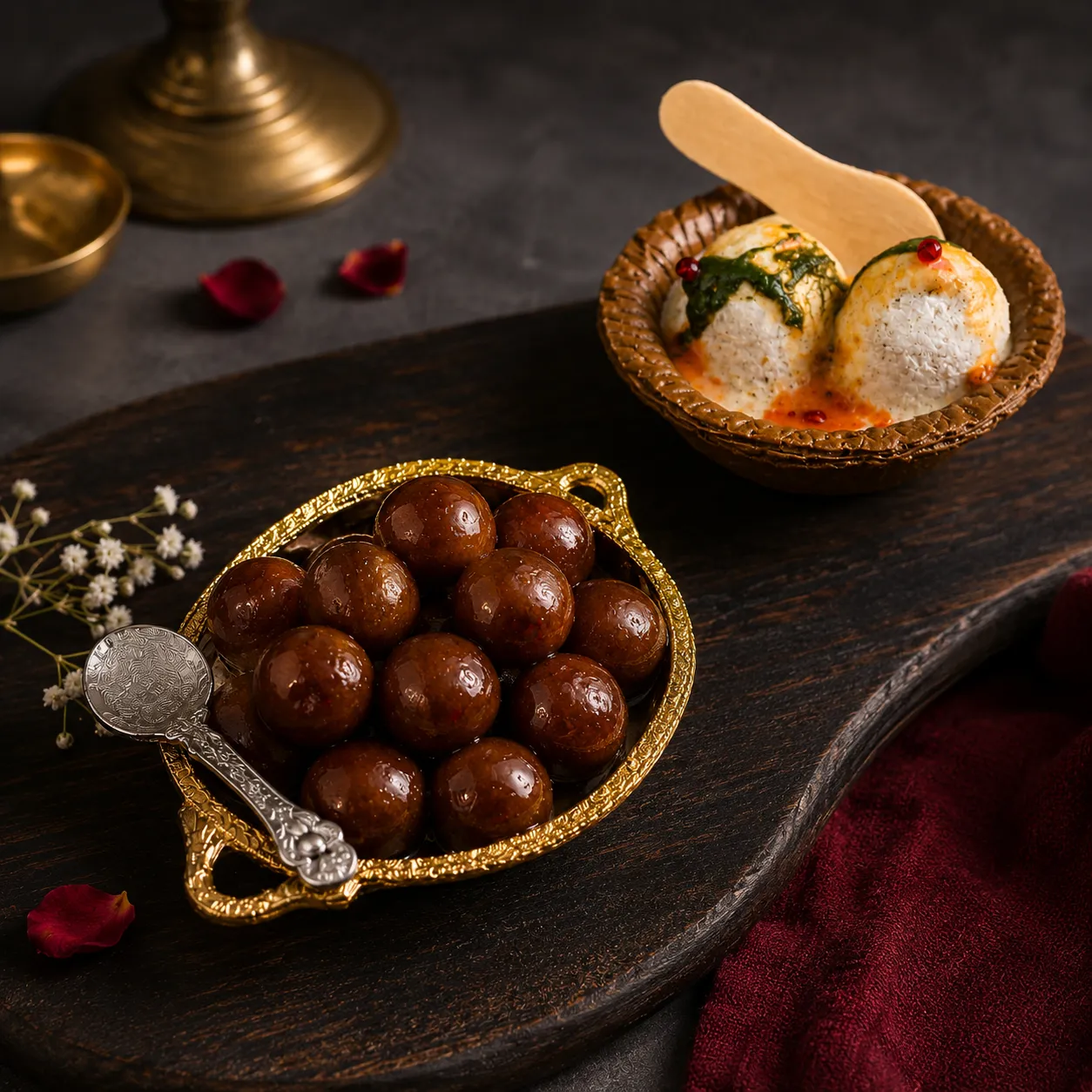 Miniature Gulab Jamun and Dahi Vada Magnet Set