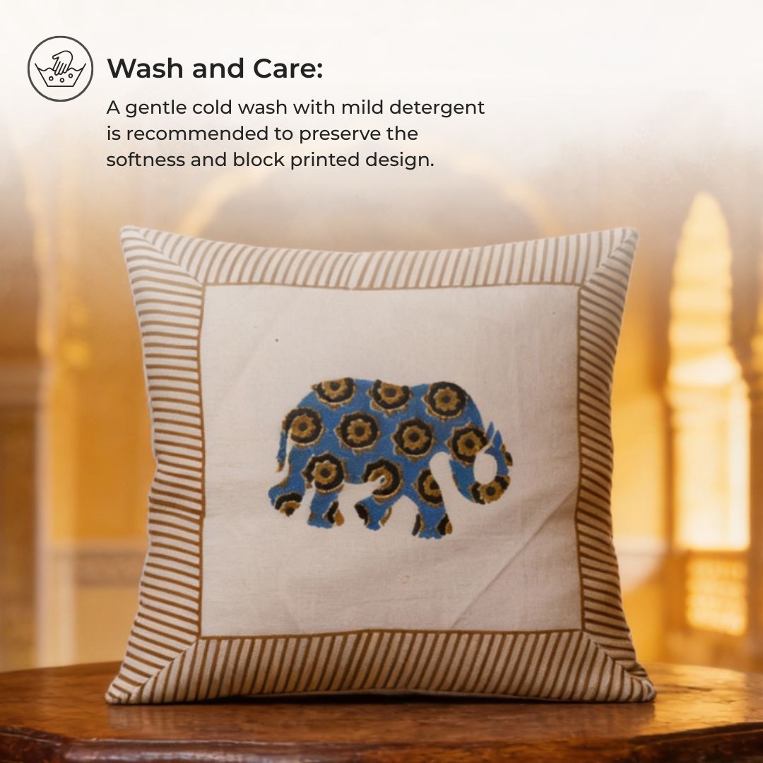 Block Printed Cotton Cushion Covers with All-Over Pattern (Set of 2)
