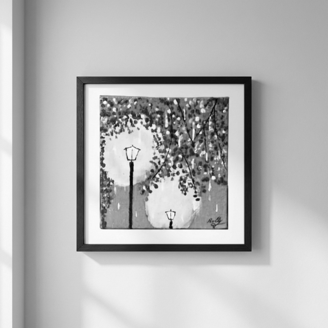 Handmade Street Lamp Abstract Canvas Painting