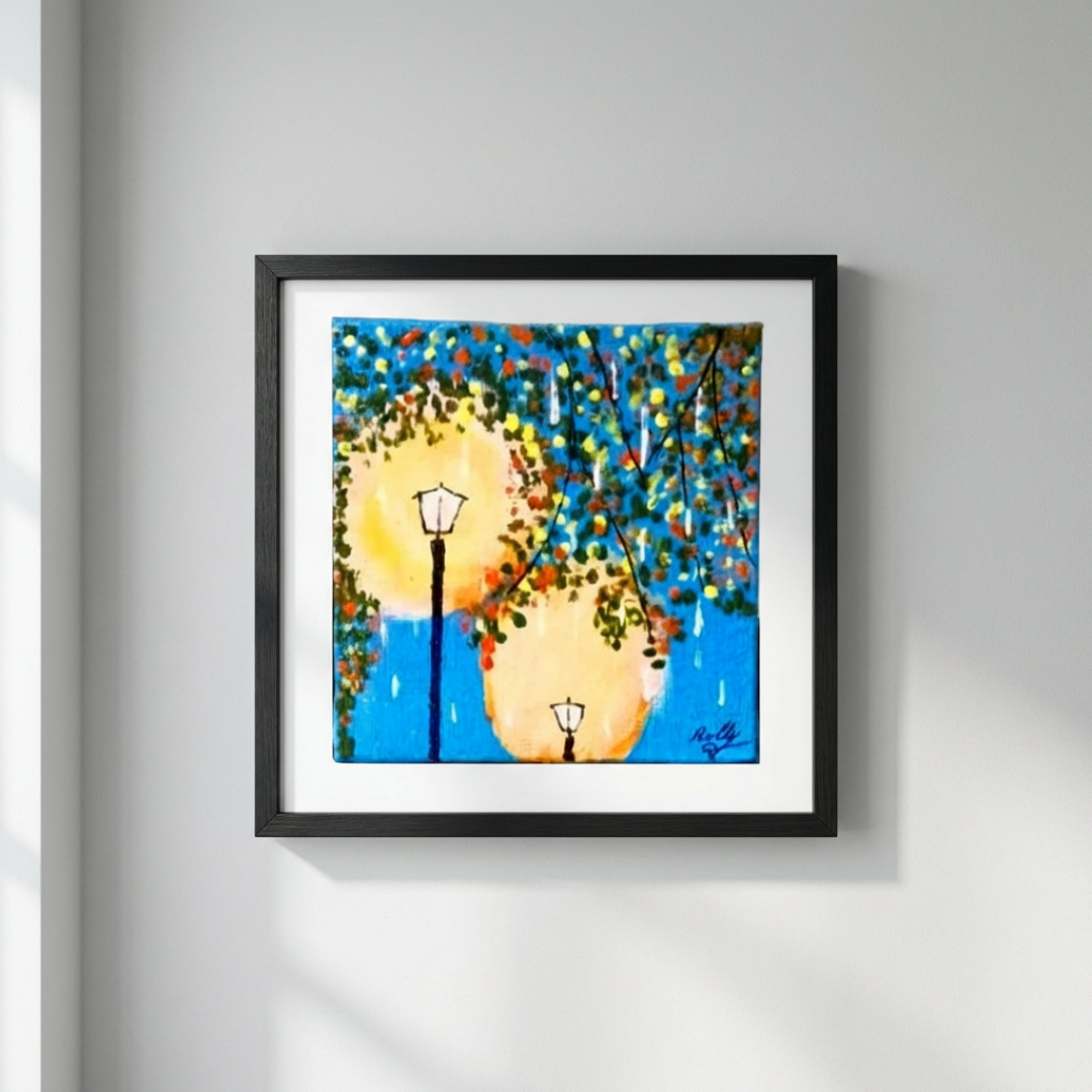 Handmade Street Lamp Abstract Canvas Painting