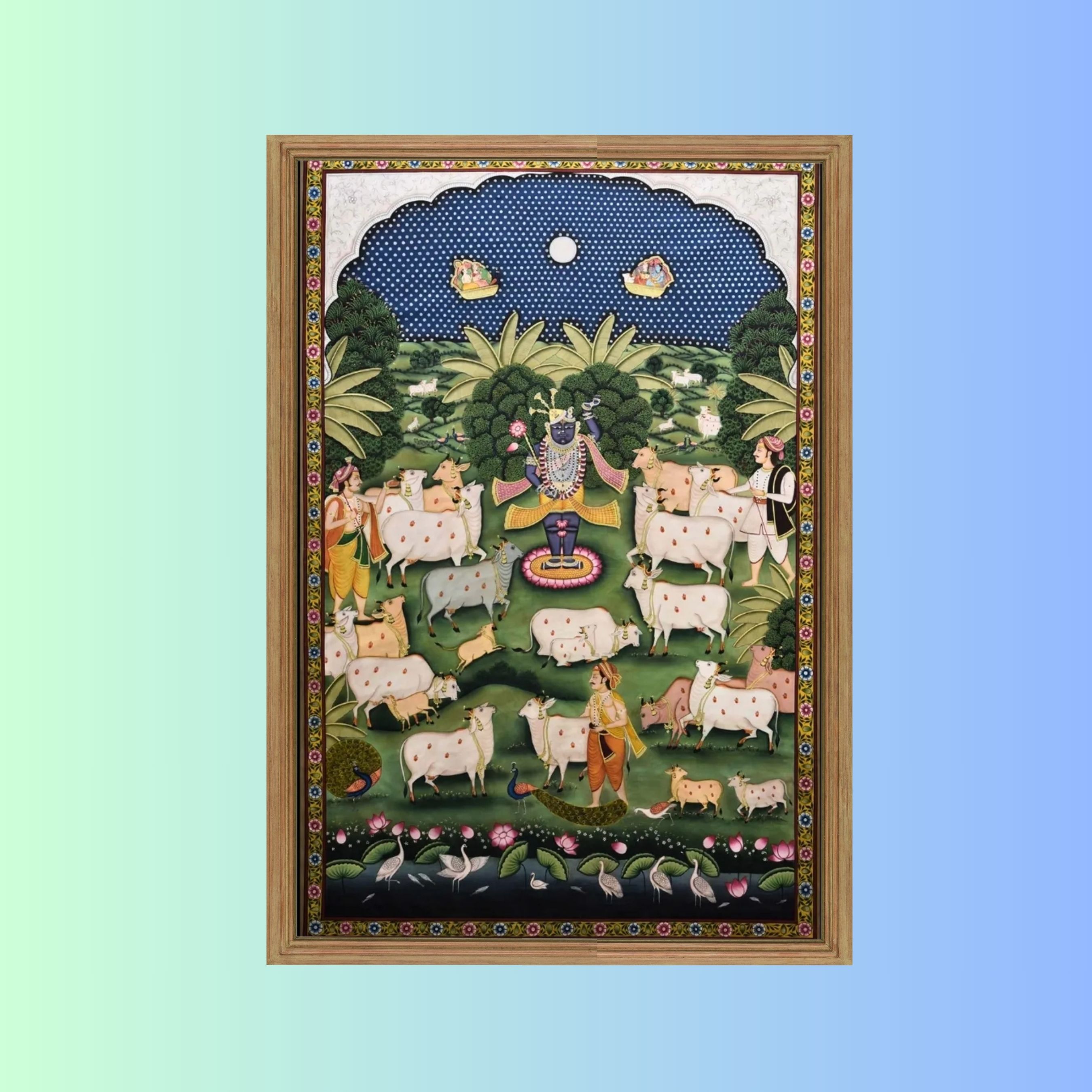 Shrinathji with Cows in Forest