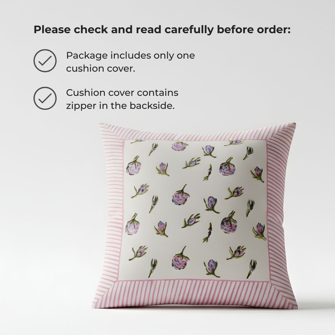 South Cotton Floral Block Printed Cushion Covers (Set of 2)