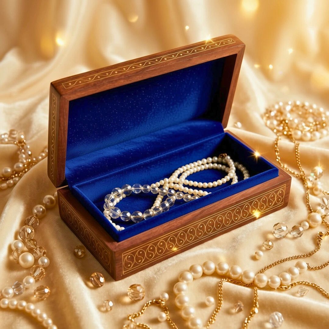 Floral Harmony Wooden Tarkashi Inlay Storage Box