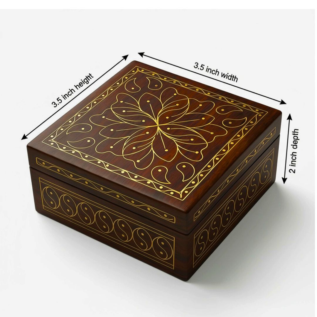 Lotus Mandala Wooden Tarkashi Inlay Box