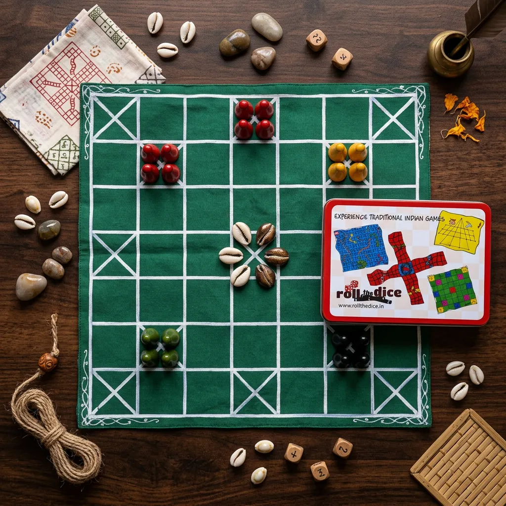 Chowka Bara Board Game – 5 & 7 Houses Combo | Traditional Indian Dice Game