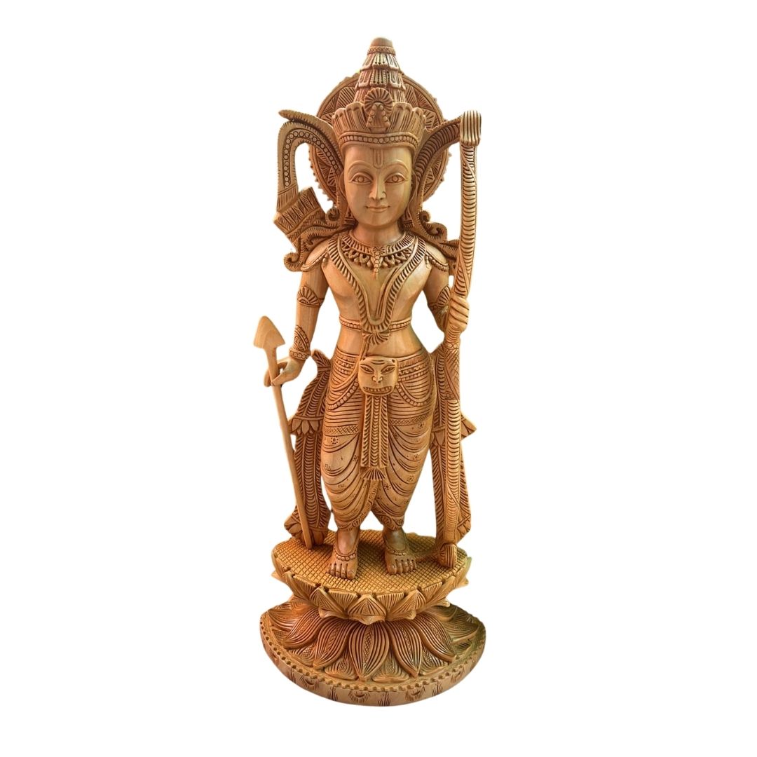 Ram Ji Standing Idol with Bow and Arrow on Lotus Base 