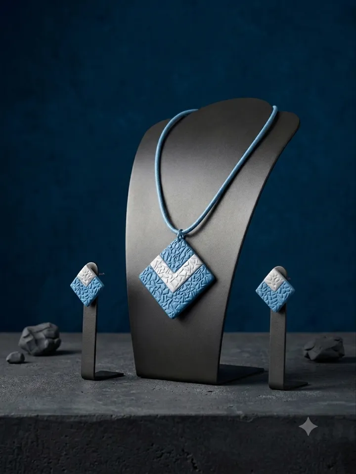 Textured Geometric Pendant Set