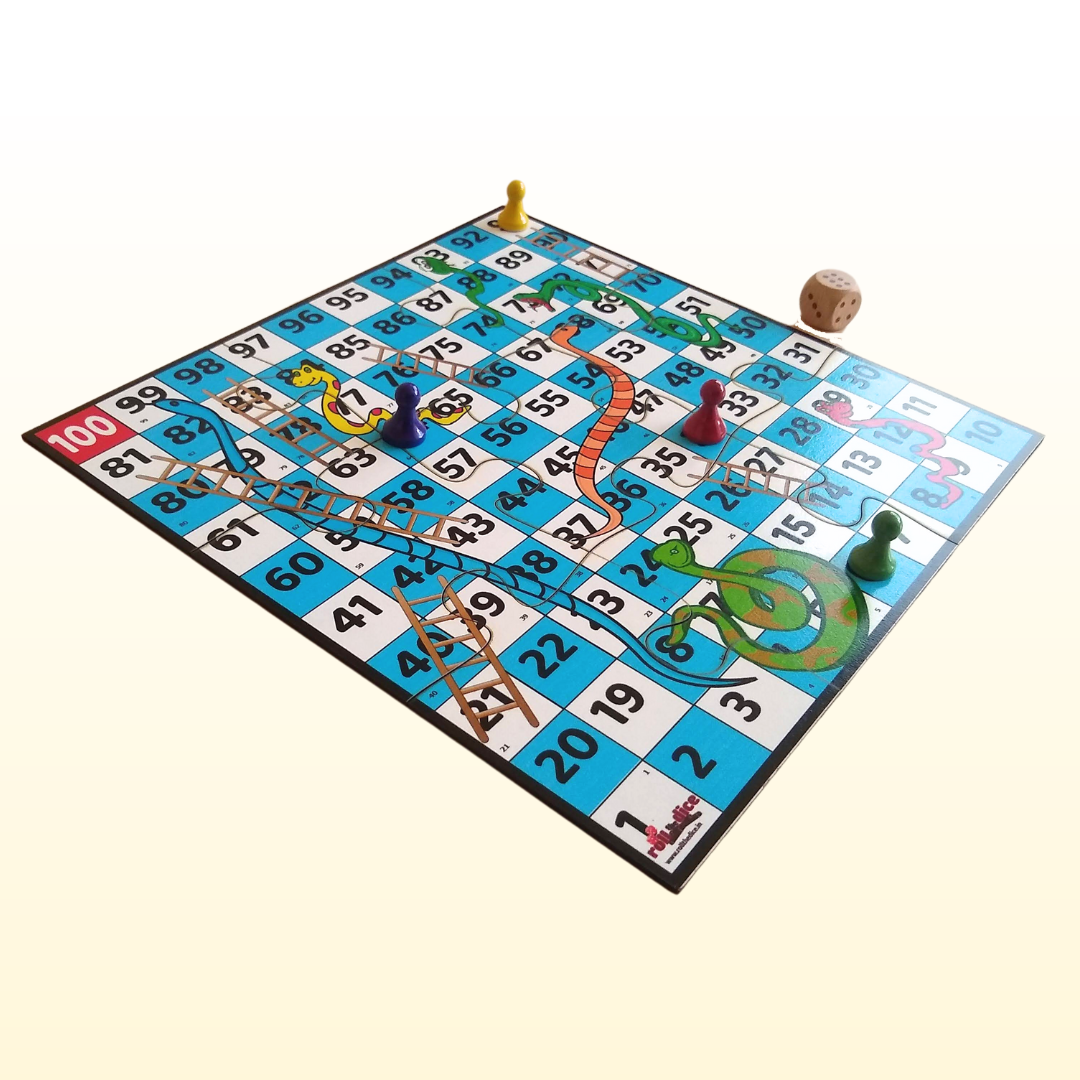 2-in-1 Snakes & Ladders and Ludo Board Game Set | Wooden Family Fun