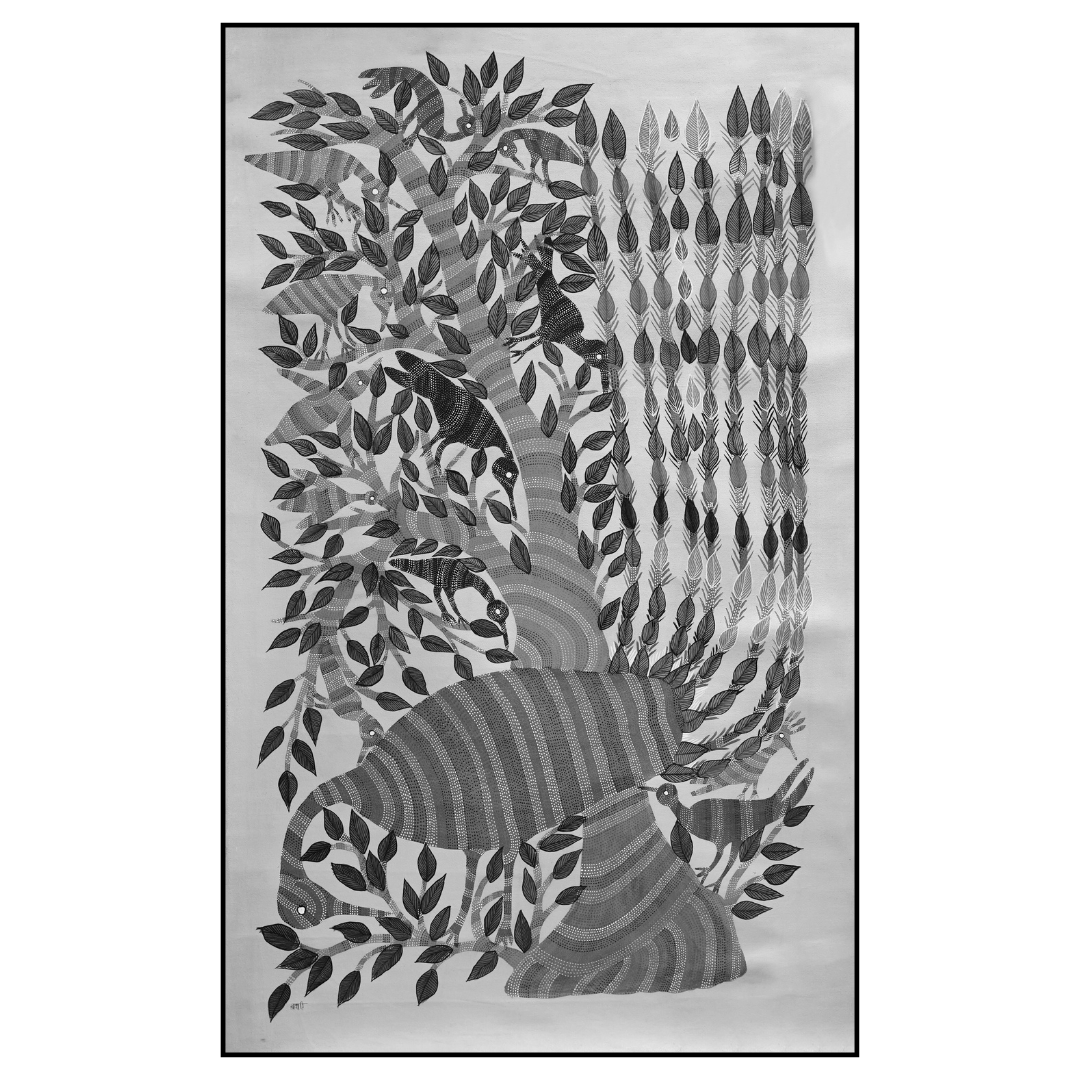 Peacock with the Tree and Birds