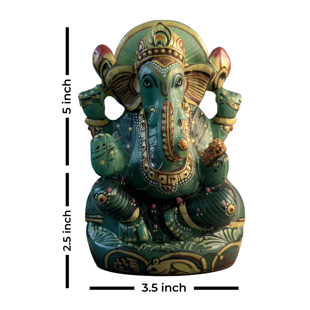 Aventurine Gemstone Ganesh Idol for Home and Spiritual Decor