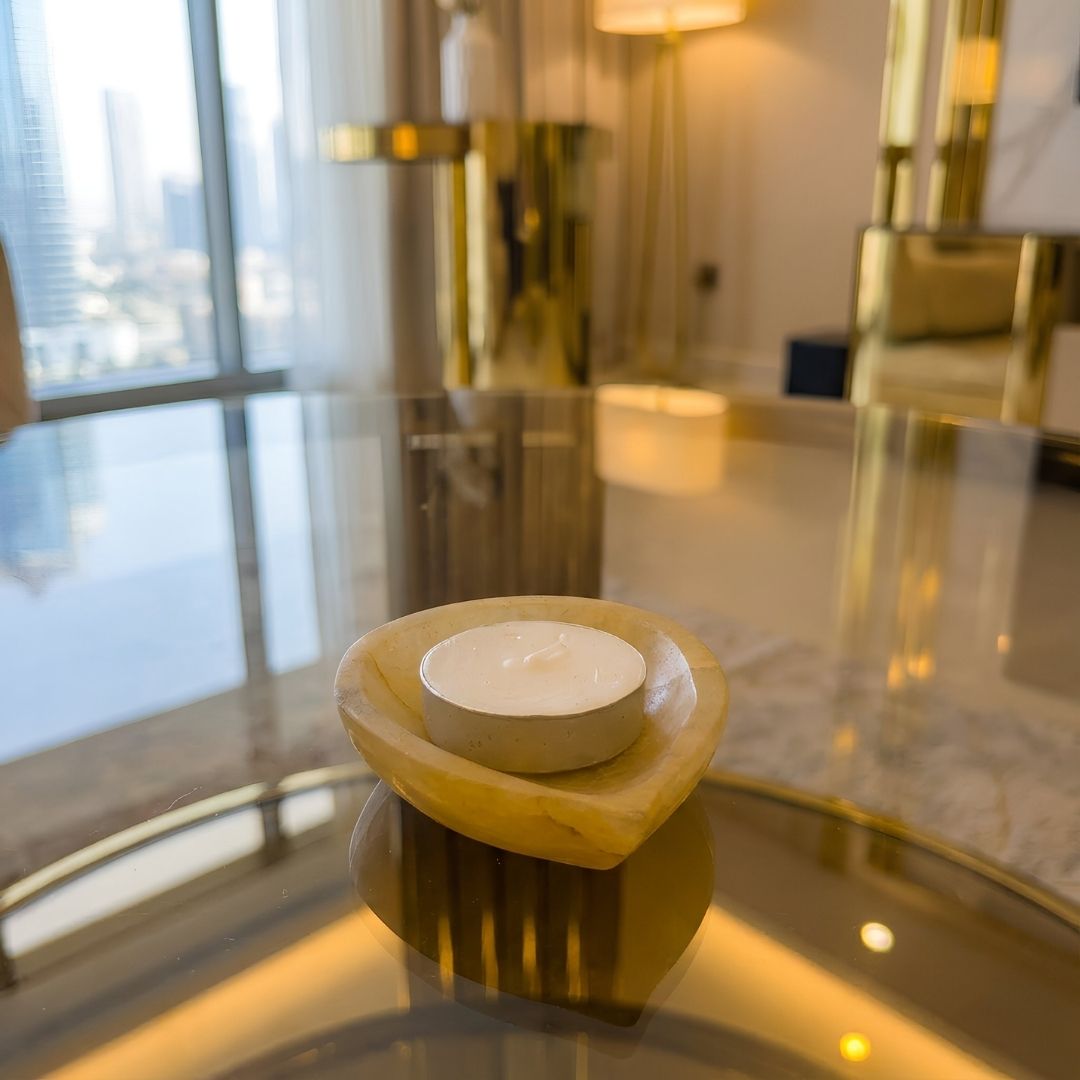 Yellow Quartz Tea Light Holder for Warm Ambient Decor