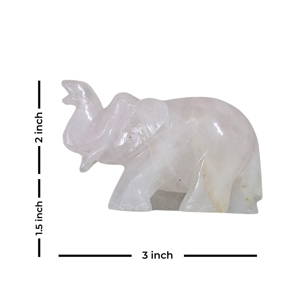 Hand-Carved Rose Quartz Elephant Sculpture