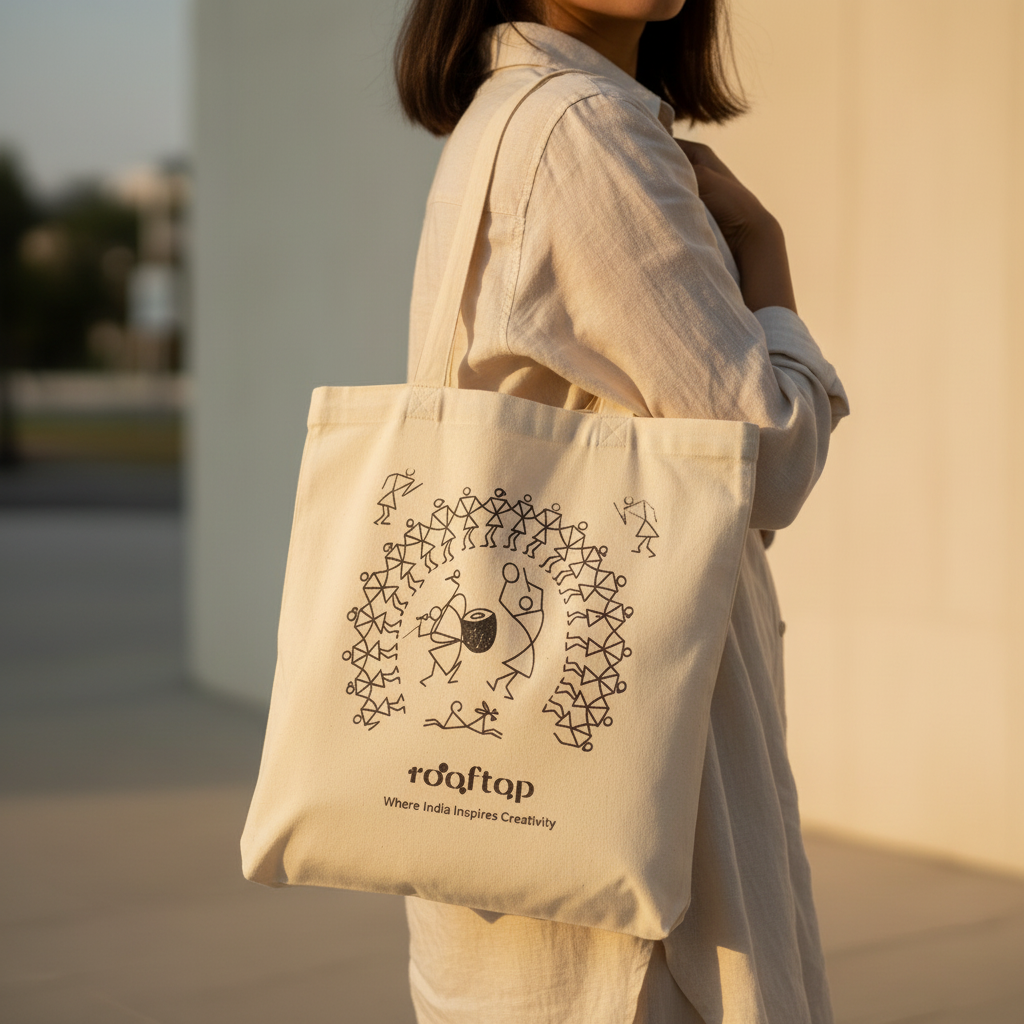 Warli Art DIY Canvas Tote Bag 