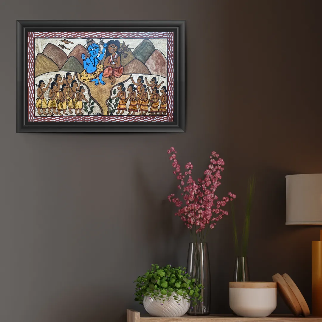 Shiva-Parvati with Tribal Devotees and Hunters by Kishor Gayen