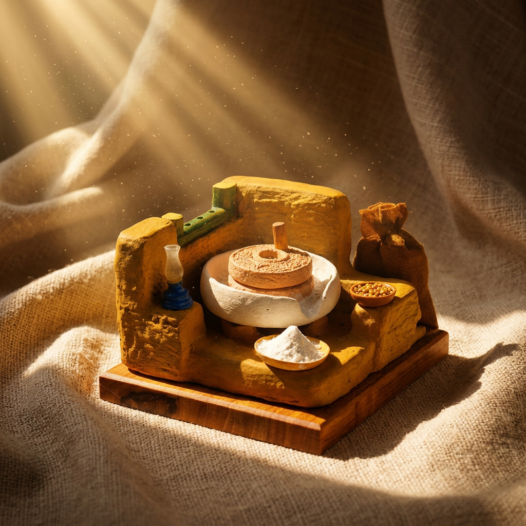 Rustic Aata Chakki Village Miniature Decor (Yaado Ke Kone)