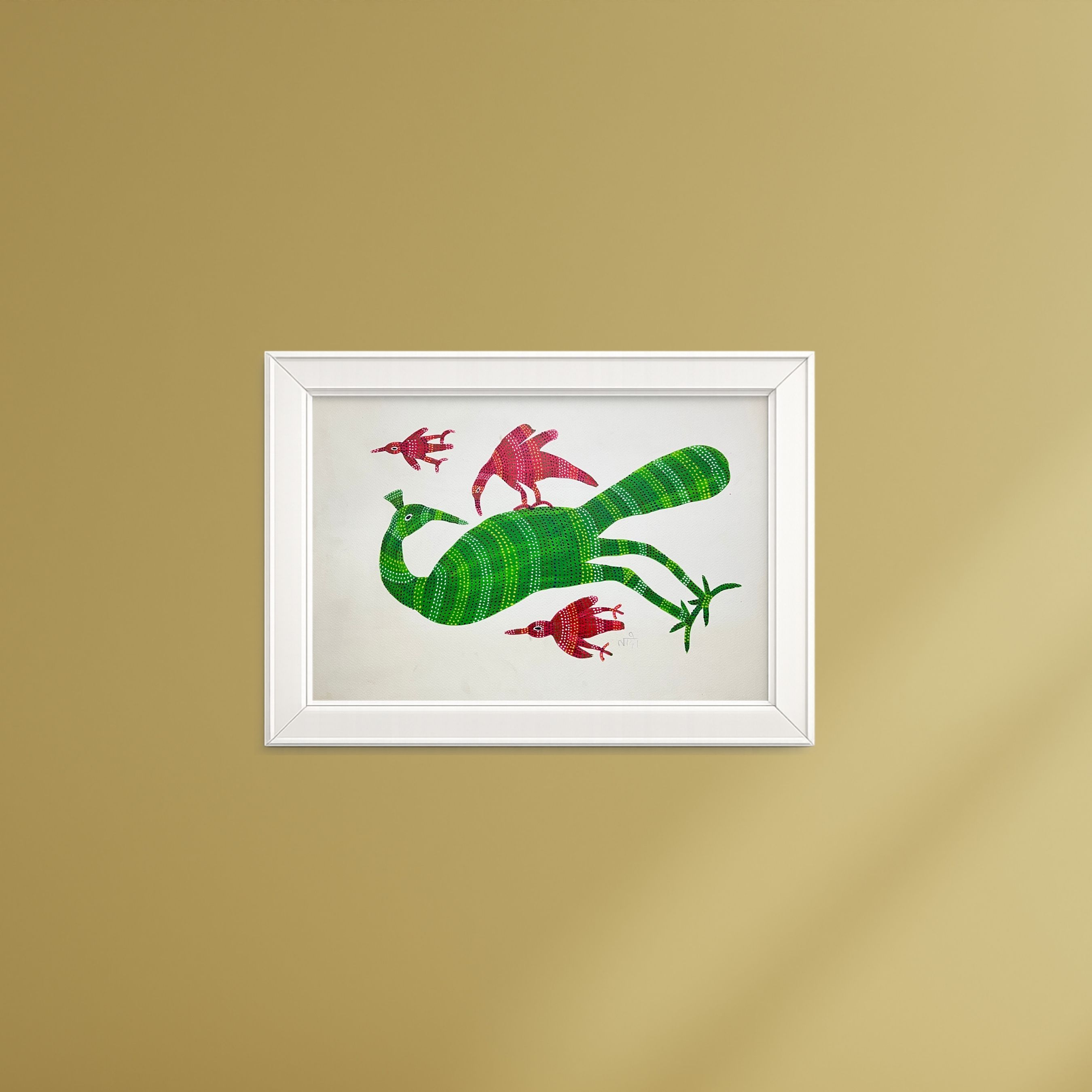 Birds Pecking on Peacock