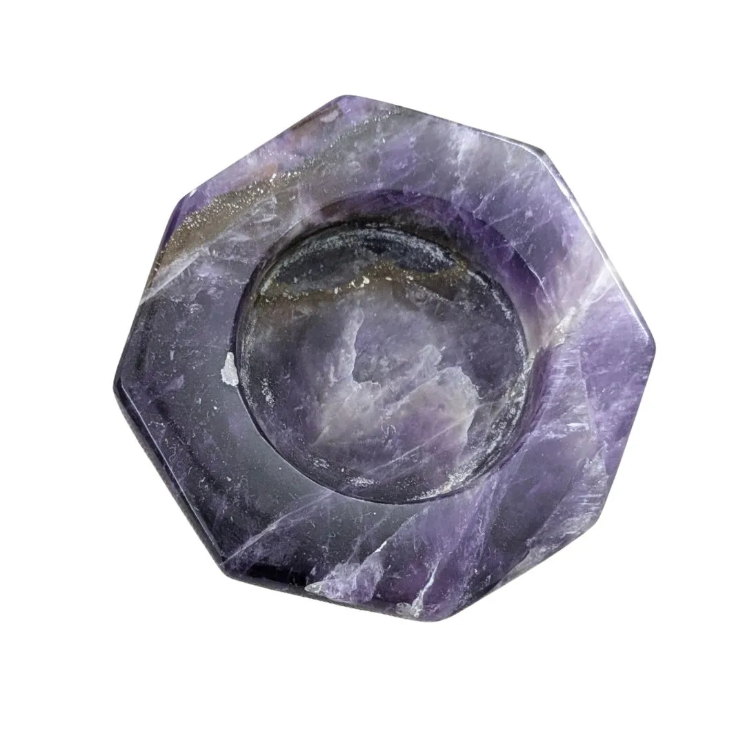 Amethyst Crystal Tea Light Holder for Home Decor and Meditation