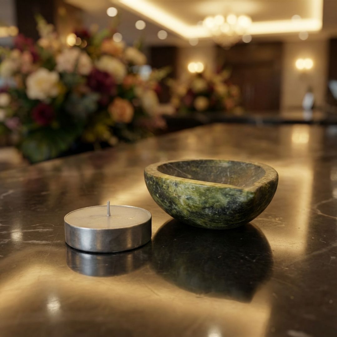 Serpentine Stone Tealight Holder for Calm Interiors 