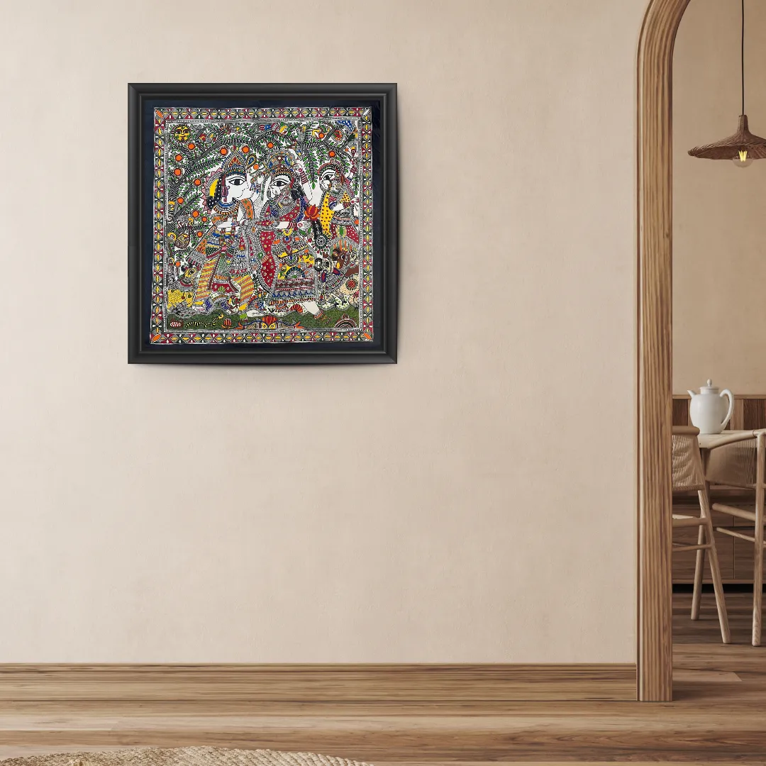 Radha Krishna with Sakhi under the Kadamba Tree by Dulari Bai