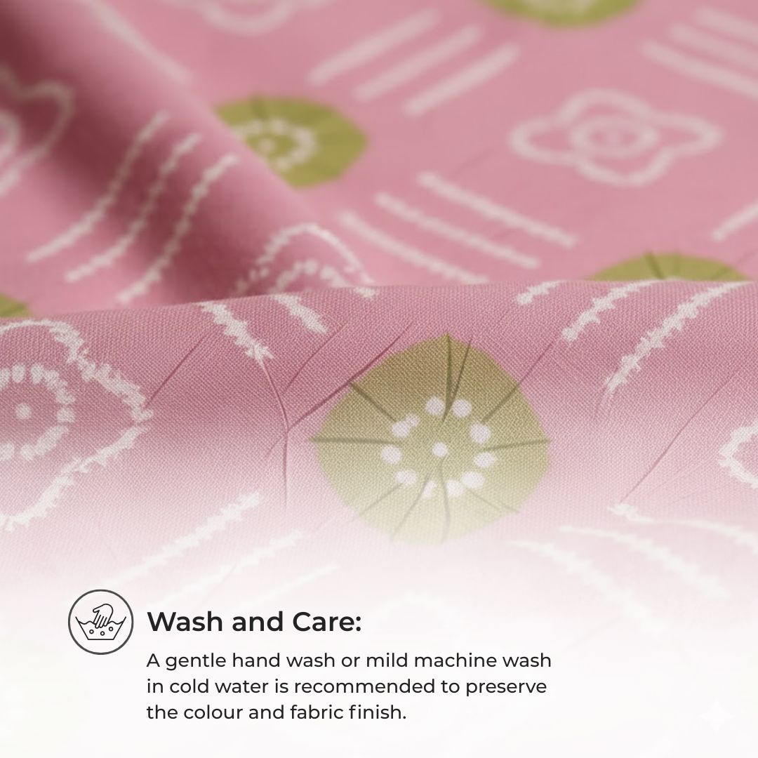 Glace Cotton Suit Fabric with Traditional Tie and Dye Motifs for Cut Top