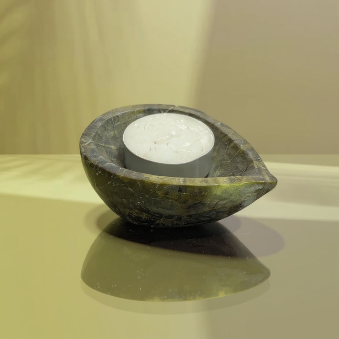 Serpentine Stone Tealight Holder for Calm Interiors 