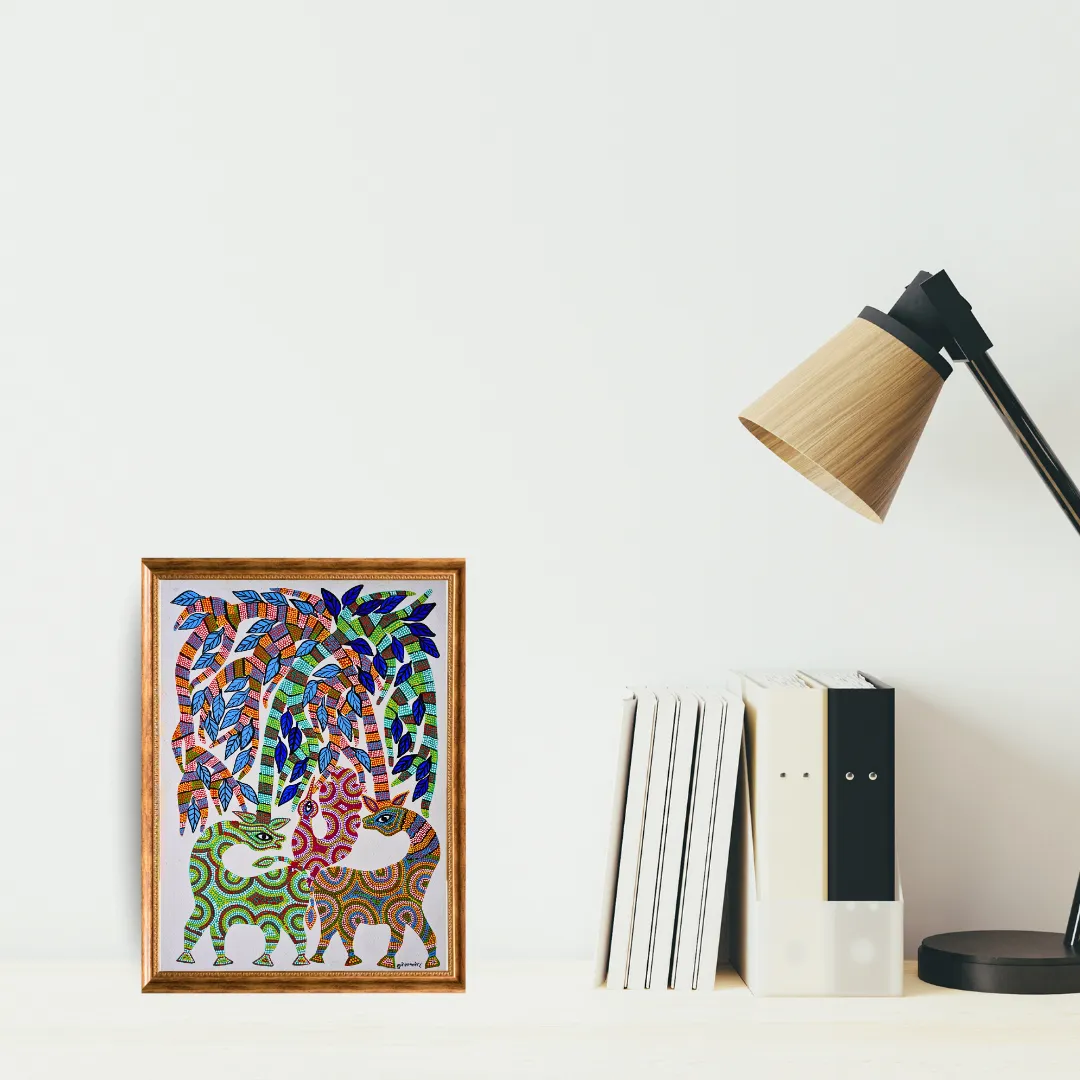 The Deer and Peacock in the Forest