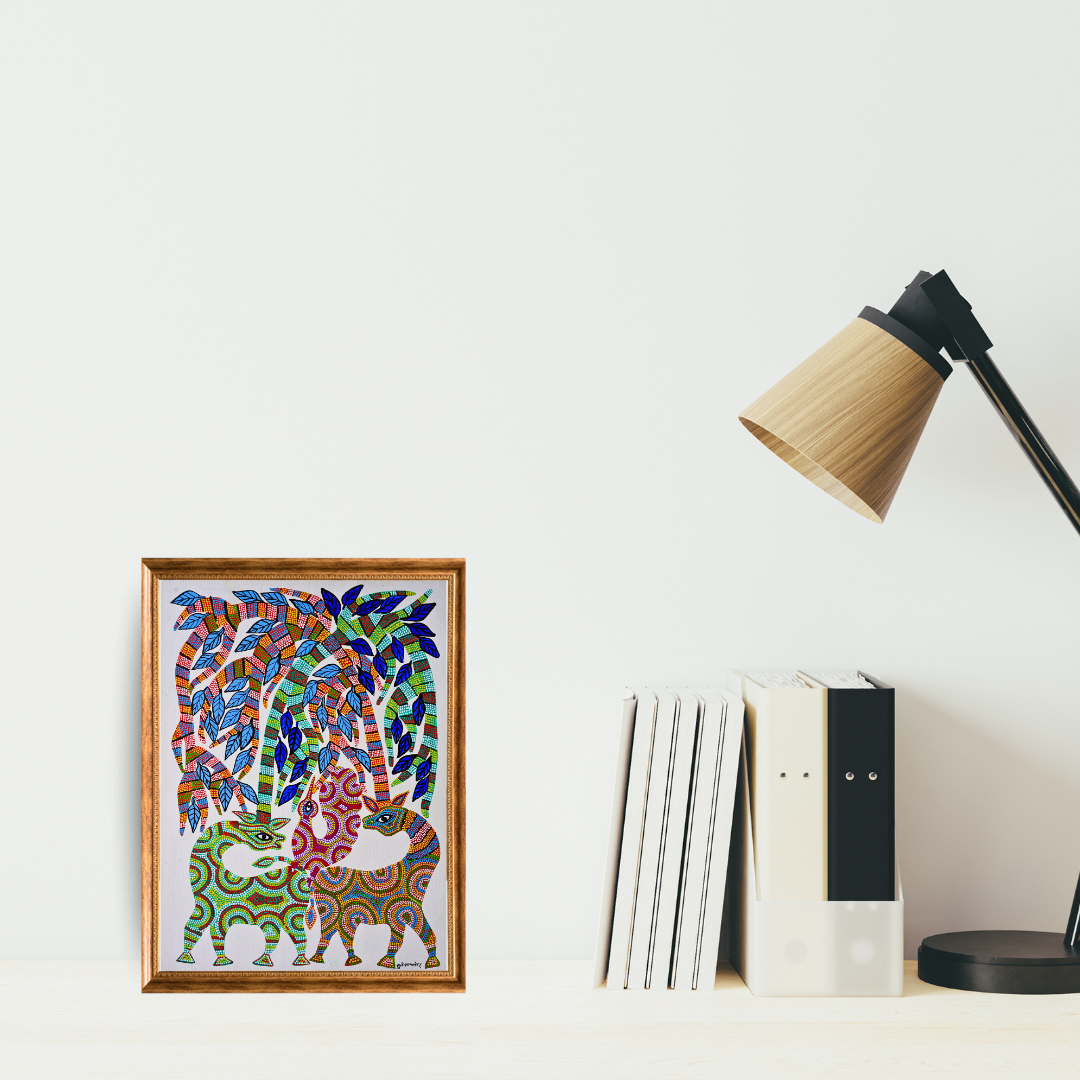 The Deer and Peacock in the Forest