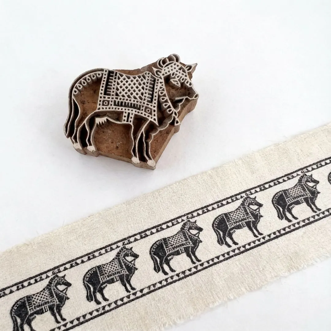 Handcrafted Gurjan Wood Cow Printing Blocks Pair for Textile and Paper Art