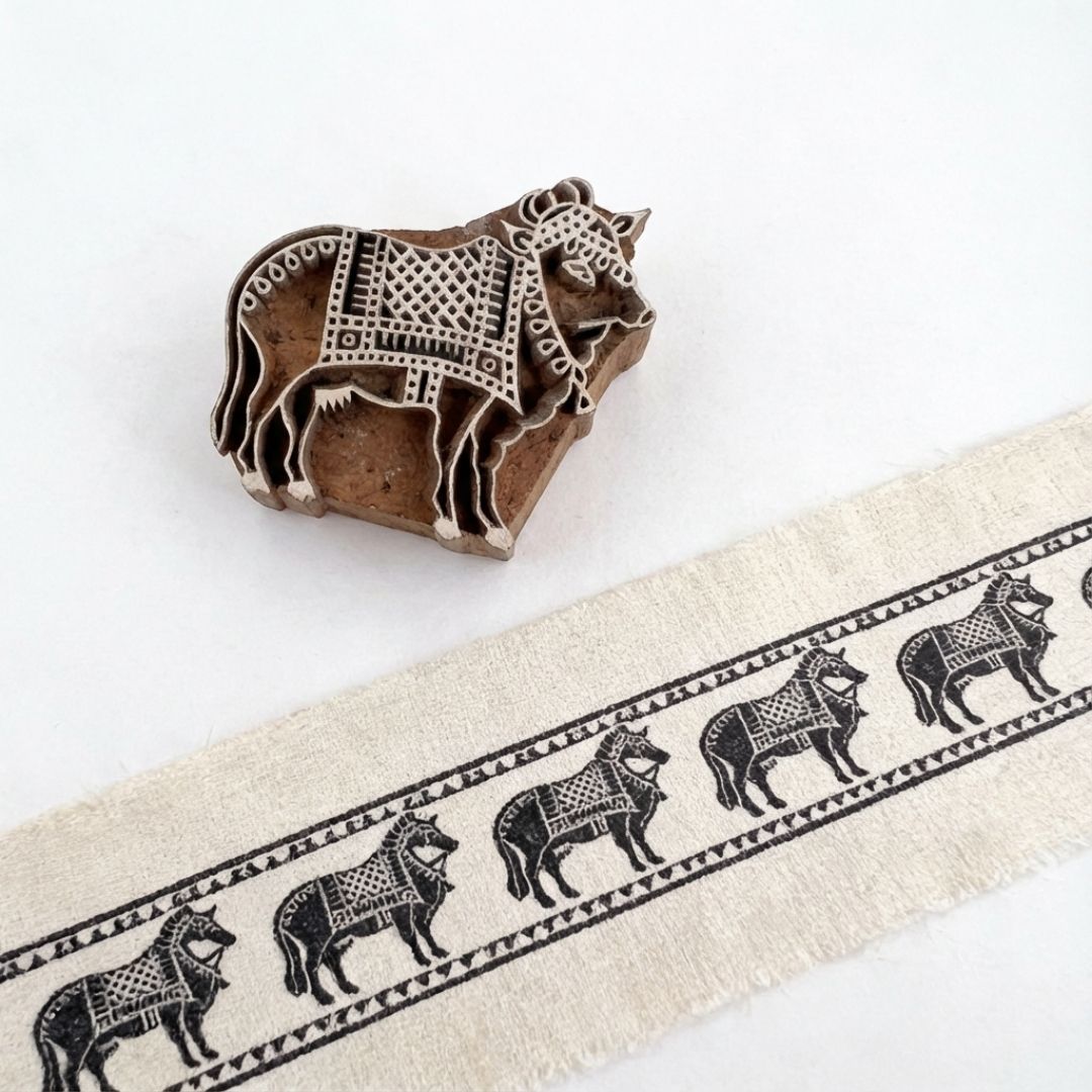 Handcrafted Gurjan Wood Cow Printing Blocks Pair for Textile and Paper Art