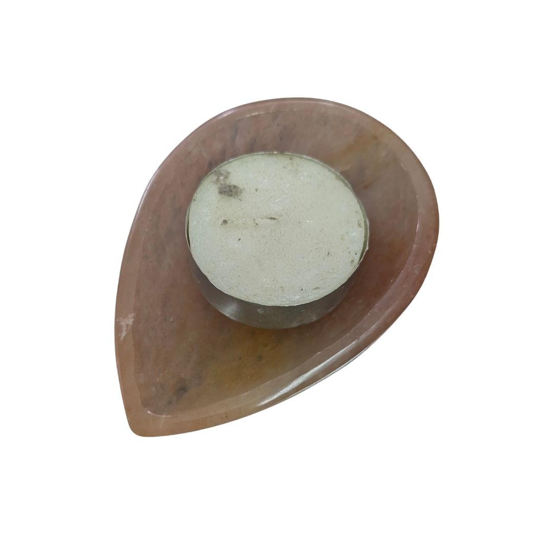 Handcrafted Red Quartz Tea Light Holder for Warm Ambient Decor