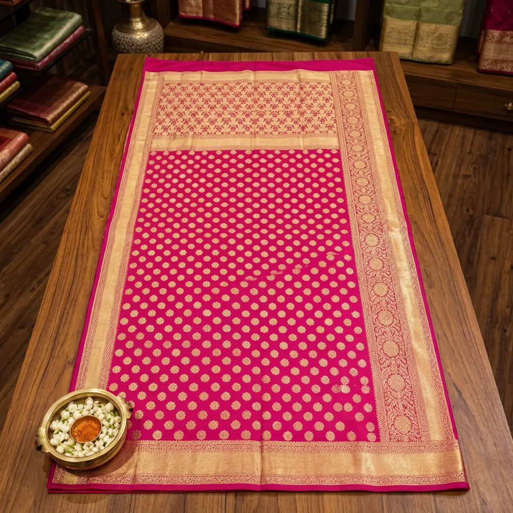 Pure Kanchipuram Kanjivaram Silk Saree Pink Gold Zari