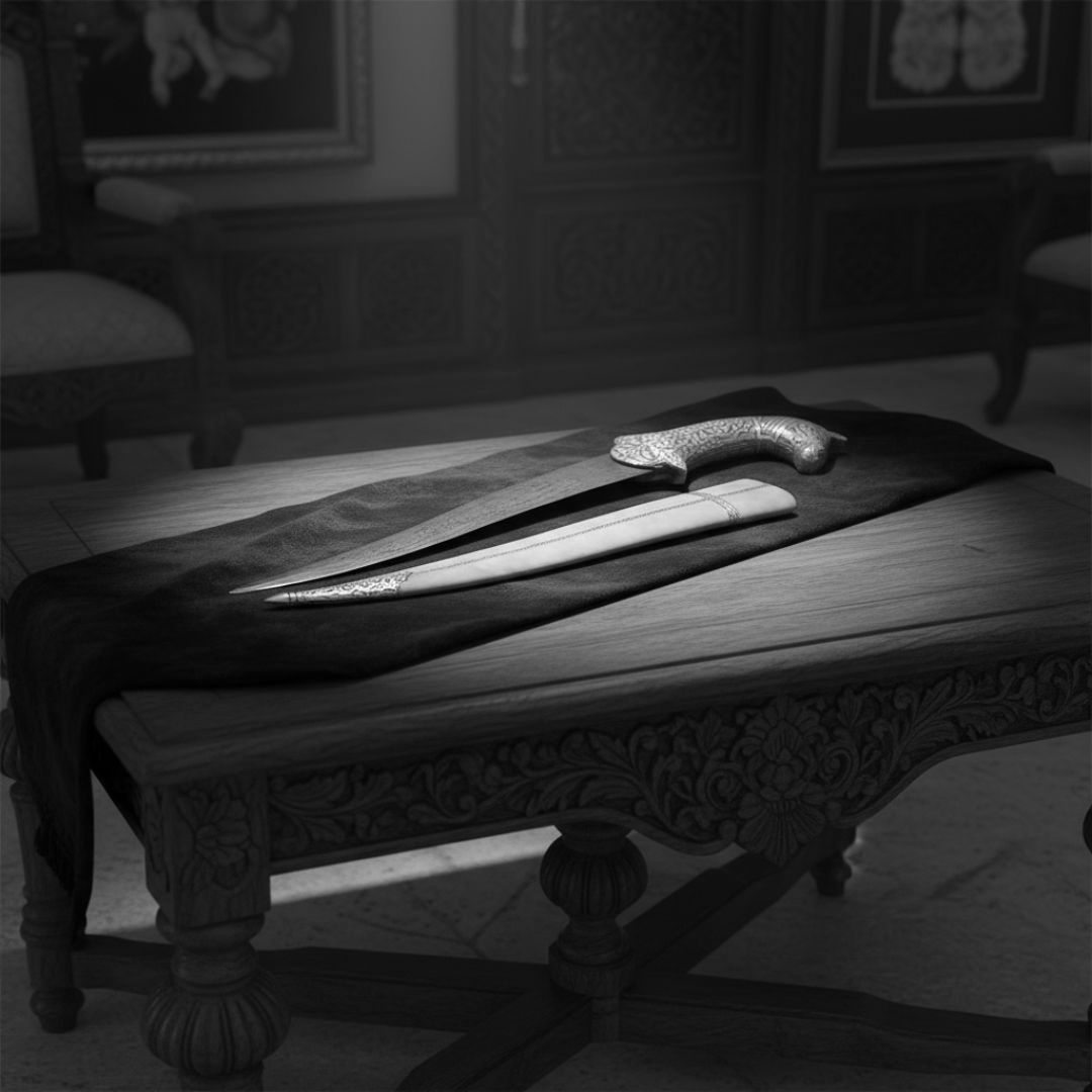 Horse Face Fine Work Koftgari Decorative Dagger Traditional Metal Art