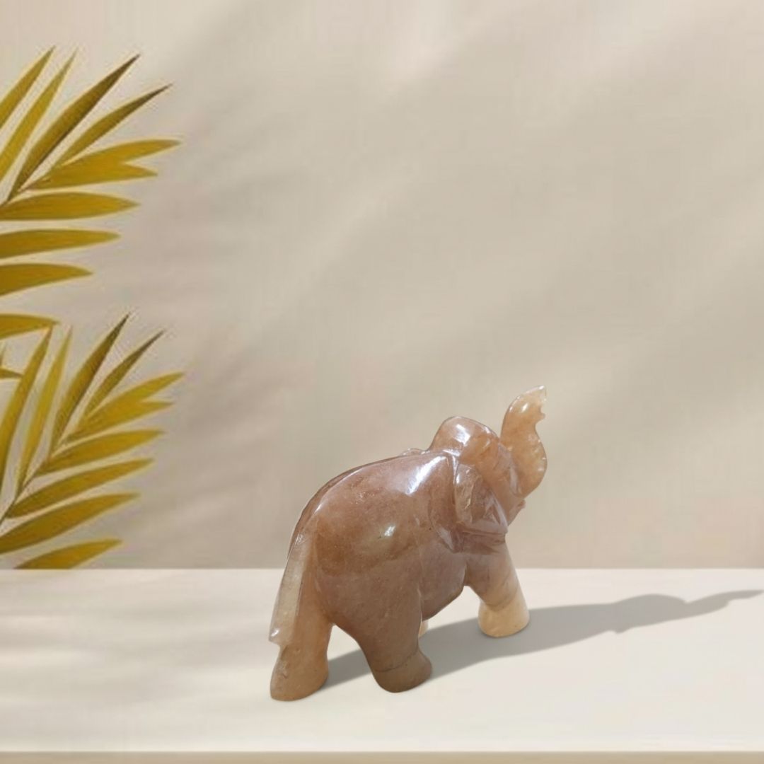 Yellow Quartz Elephant Sculpture Handcrafted