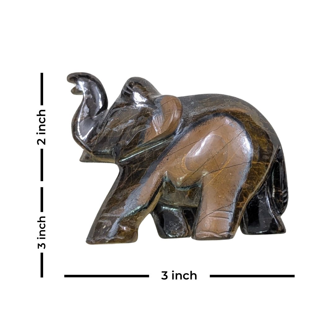 Tiger Eye Gemstone Elephant Sculpture for Home Decor and Spiritual Balance