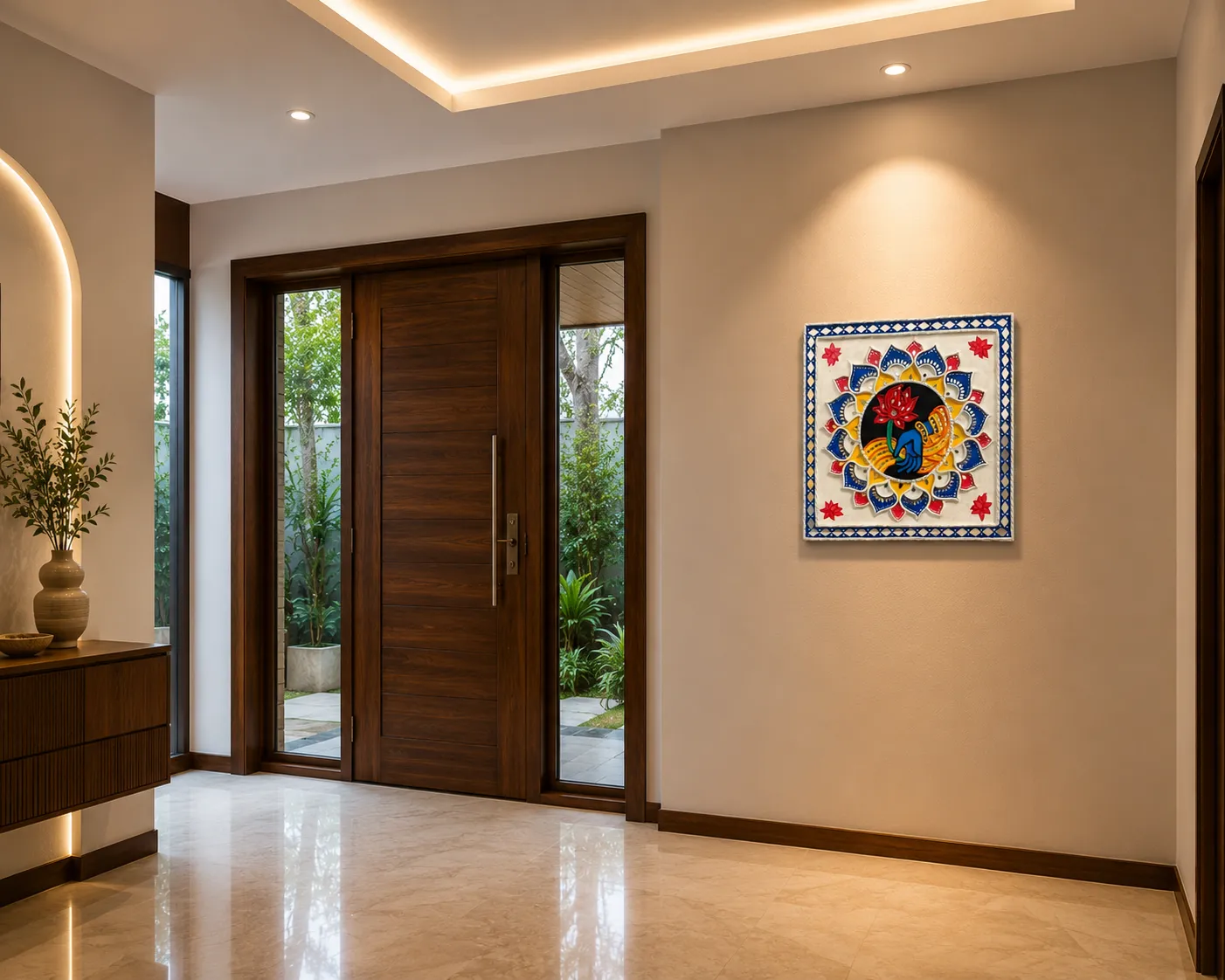 Lippan Art Wall Hanging: Krishna's Hand with Lotus