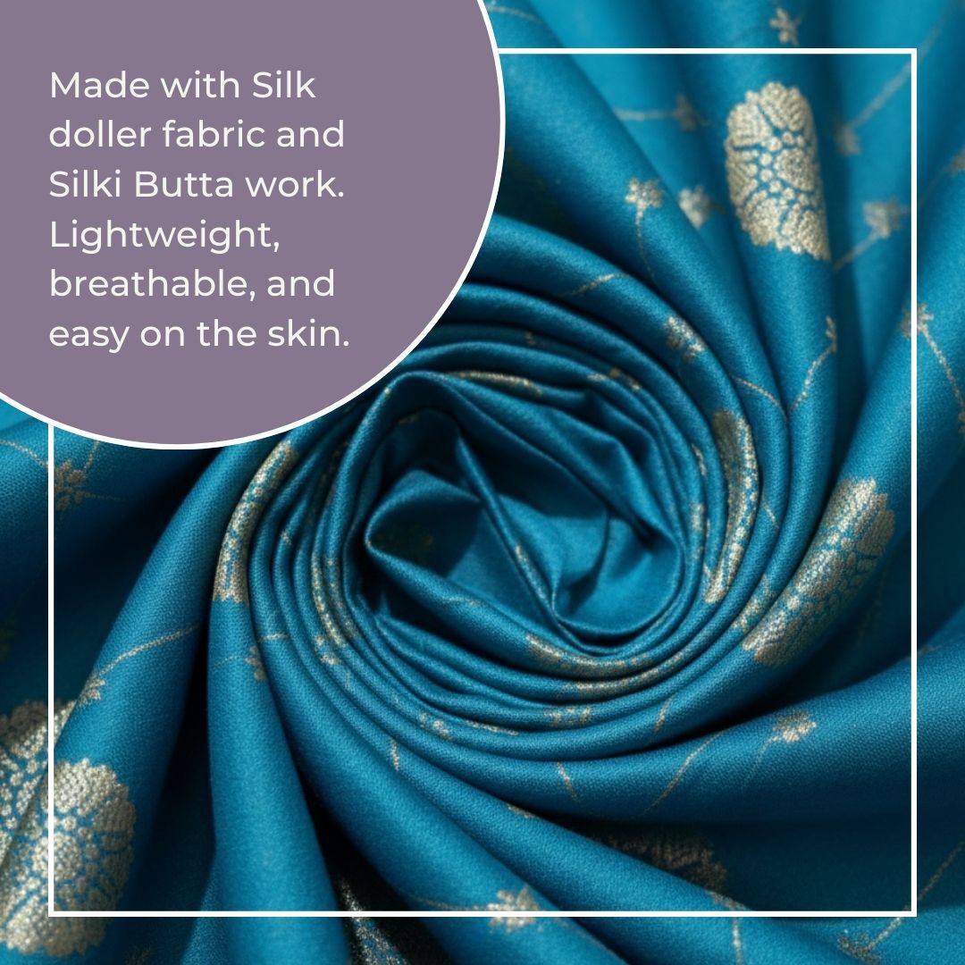 Silk Doller Silki Butta Saree with Coordinated Blouse Piece (Unstitched)