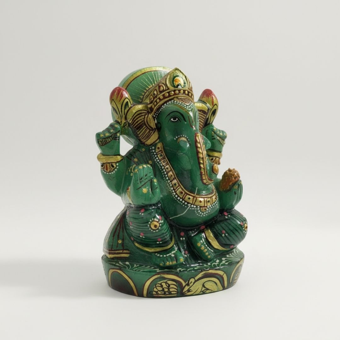 Aventurine Gemstone Ganesh Idol for Home and Spiritual Decor