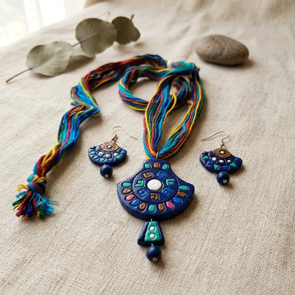 Ethnic Terracotta Necklace Set with Earrings