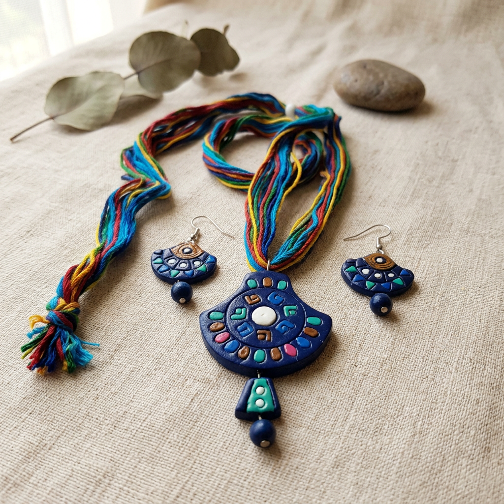 Ethnic Terracotta Necklace Set with Earrings