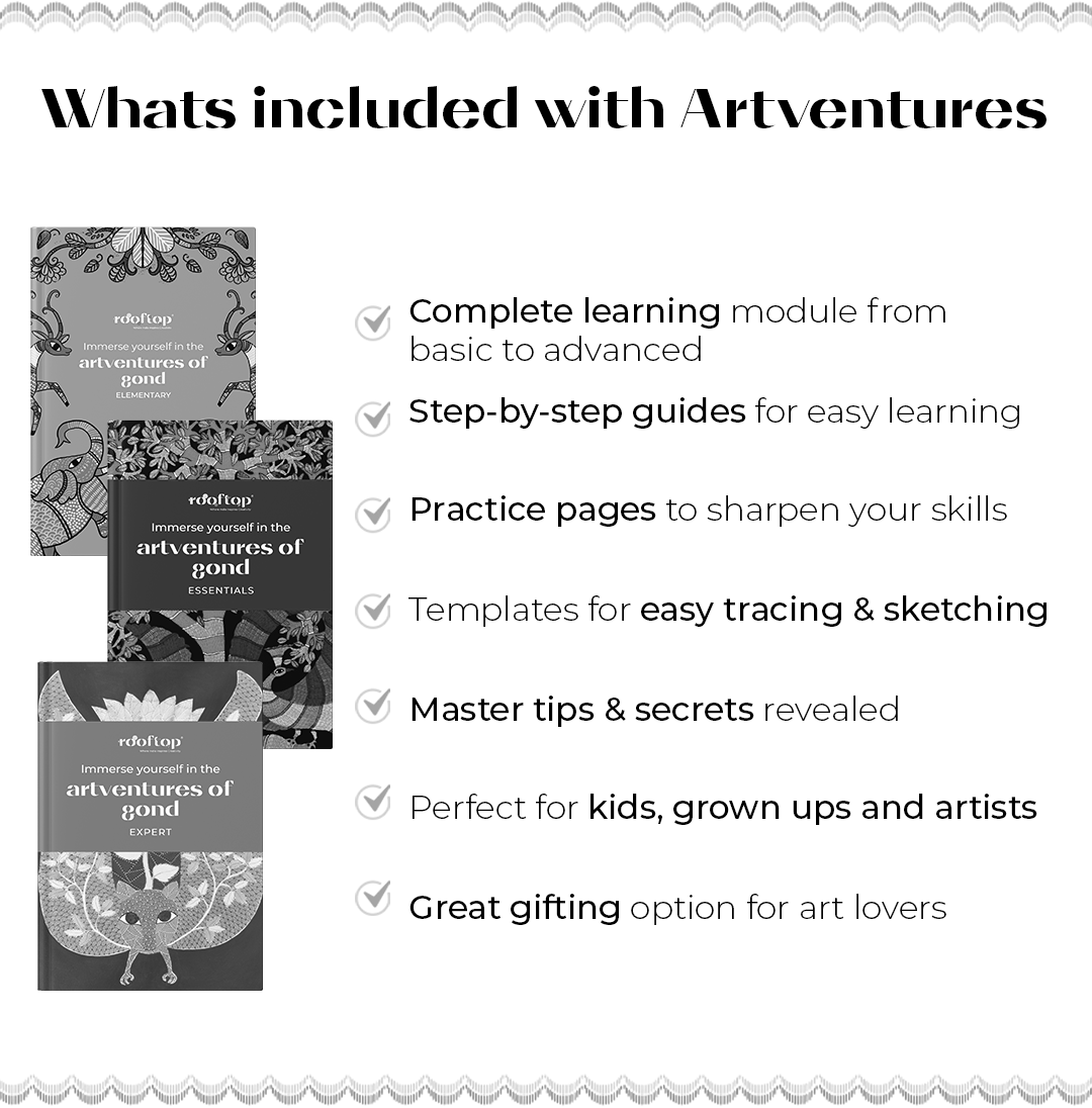 Artventures of Gond – Indian Tribal Coloring & Activity Book (Set of 3)