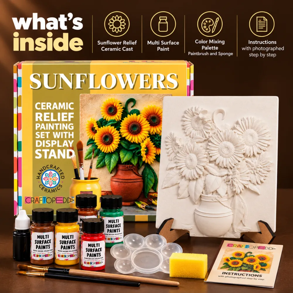 DIY Ceramic Sunflower Painting Kit for Adults | DIY Art Set & Activity Kit