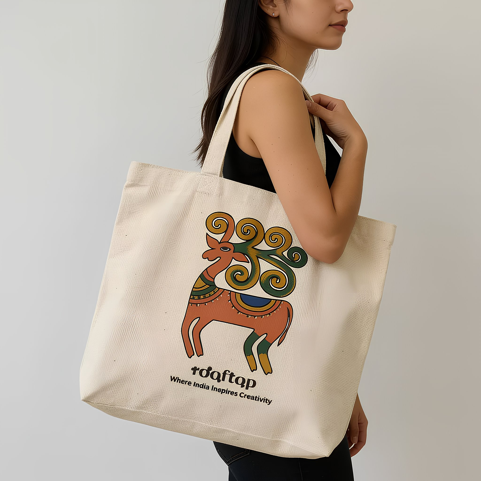 Bhil Tribal Art DIY  Canvas Tote Bag 