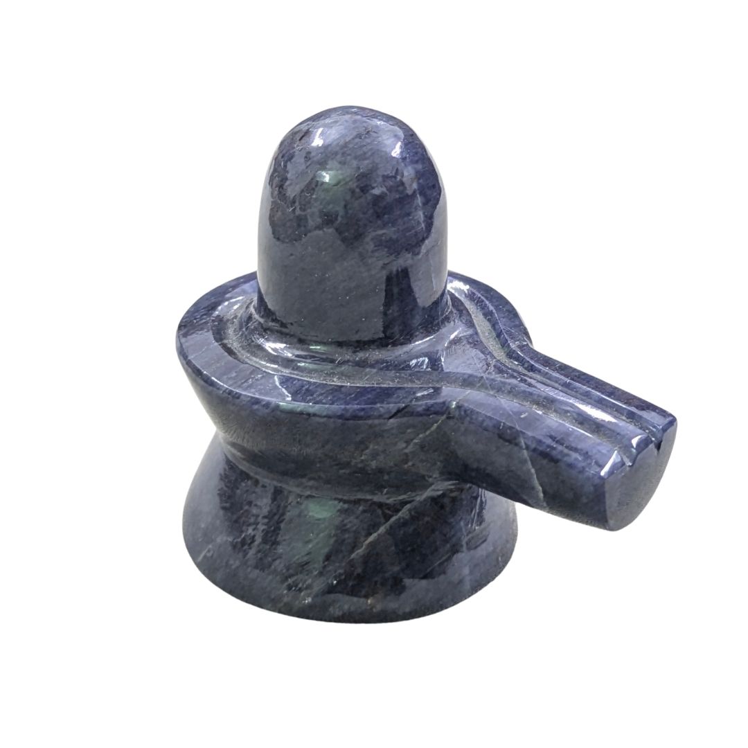 Blue Aventurine Shivling Spiritual Carving for Home Temple and Meditation