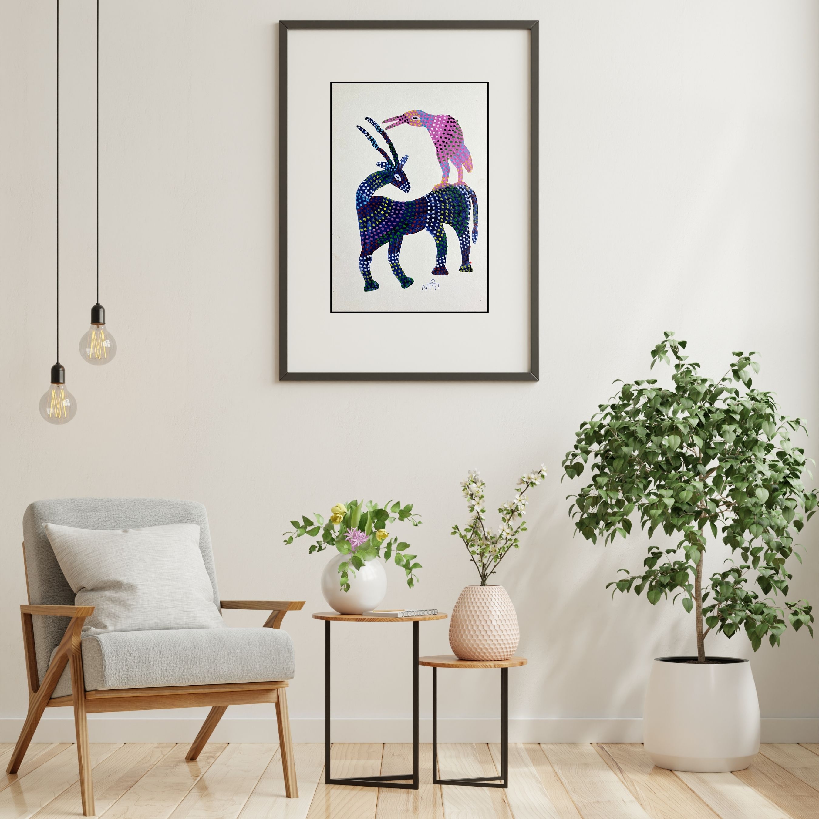 Deer & Bird Painting