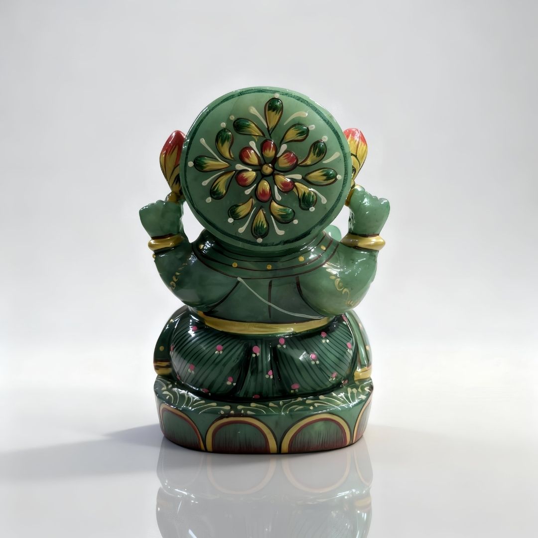 Aventurine Gemstone Ganesh Idol for Home and Spiritual Decor